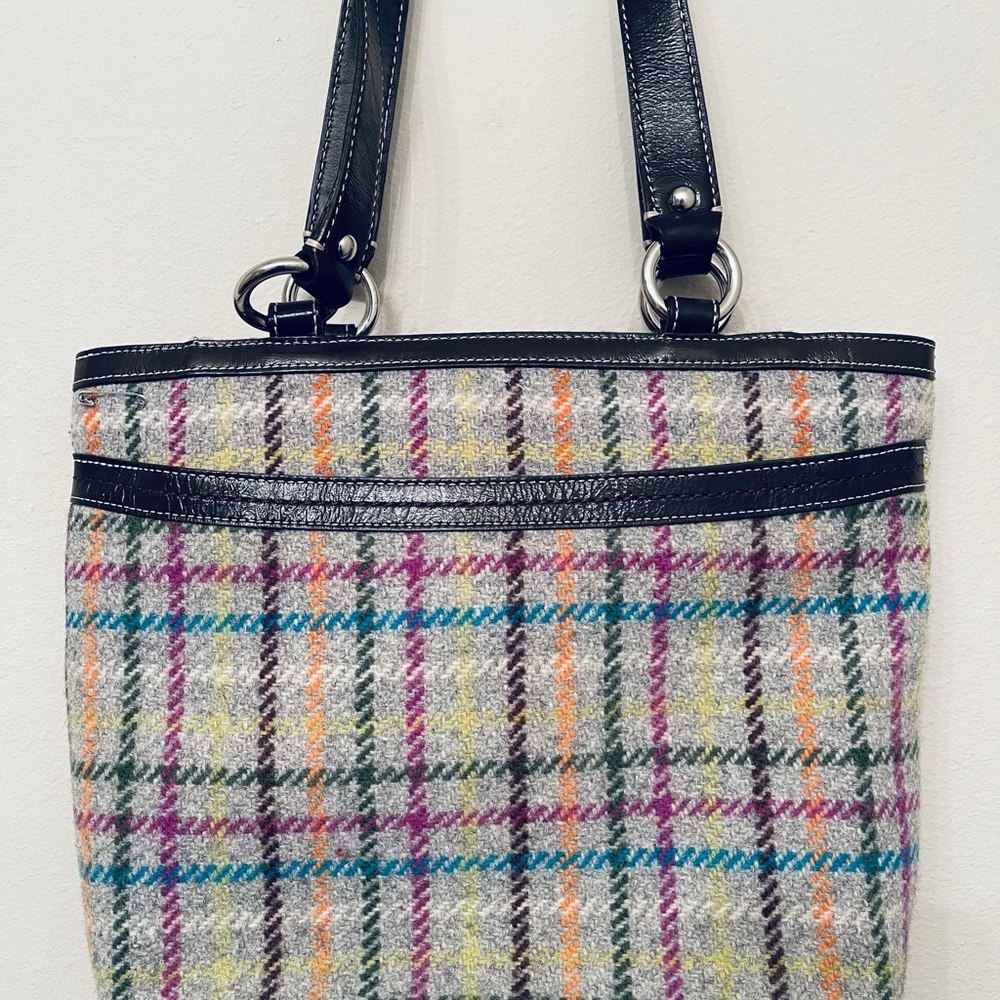 Coach Wool Plaid Shoulder Bag - Picture 2 of 9